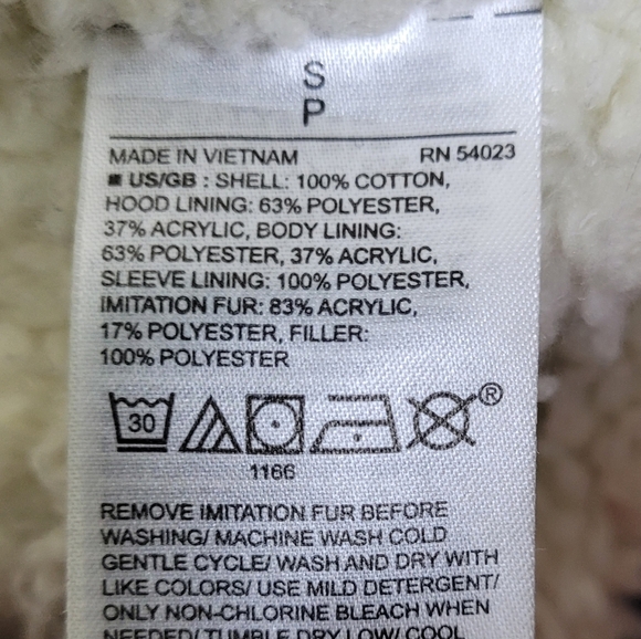 Gap Winter Parka Coat Navy Blue Faux Fur Hood Size S Sherpa Jacket - Picture 9 of 9